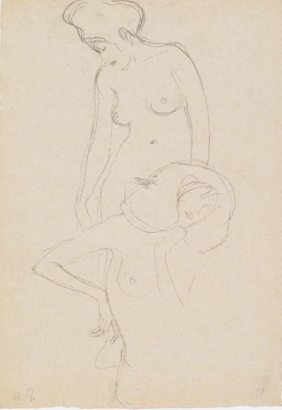 Standing Female Nude to the Left, Female Nude from the Front by Gustav Klimt